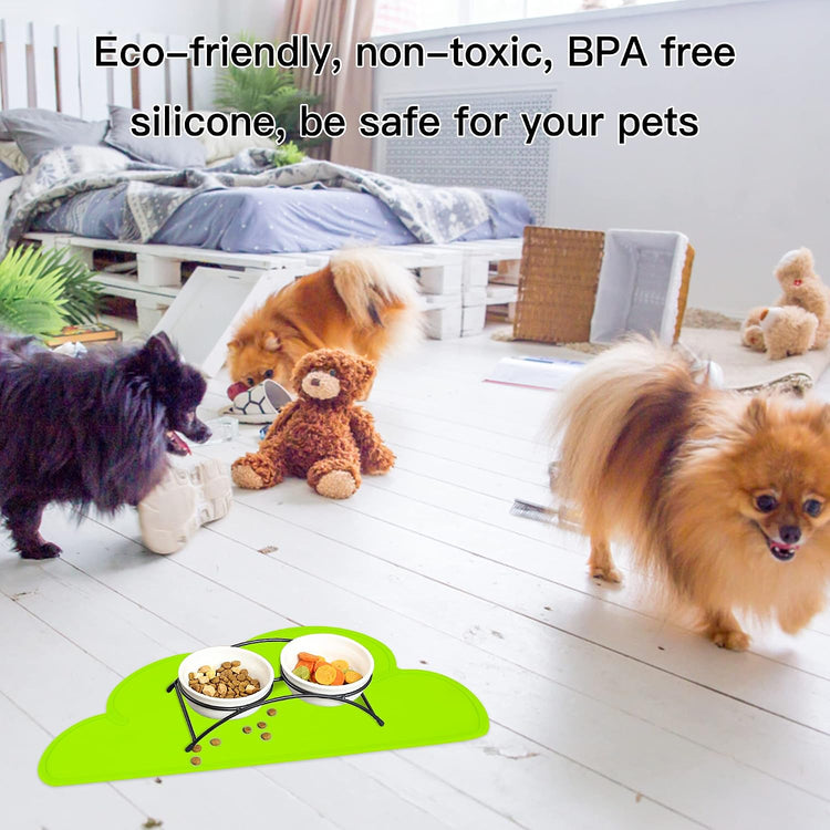 Premium Anti-Slip Silicone Pet Feeding Mat for Dogs and Cats - Waterproof Bowl Placemat in Grass Green
