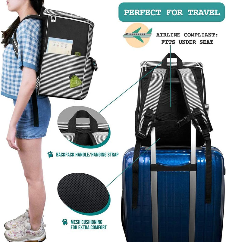Airline-Approved Dog Travel Backpack - Black Stripe Pet Supplies Carrier